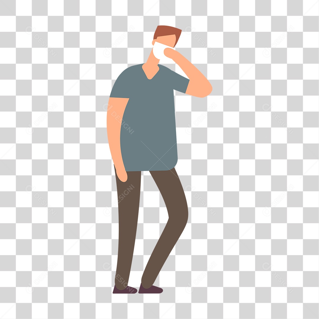 Desenho de Homem com Mascara PNG Transparente