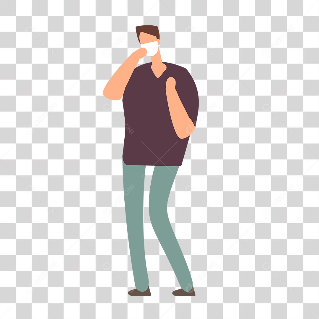 Desenho de Homem com Mascara PNG Transparente