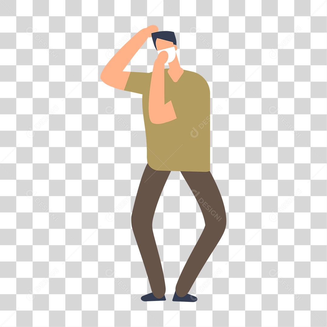 Desenho de Homem com Mascara PNG Transparente