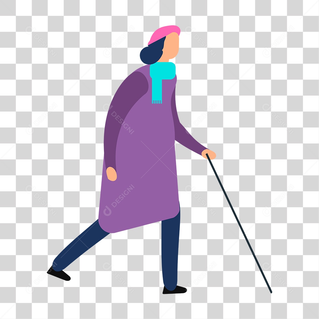 Desenho Mulher Andando Com Bengala PNG Transparente