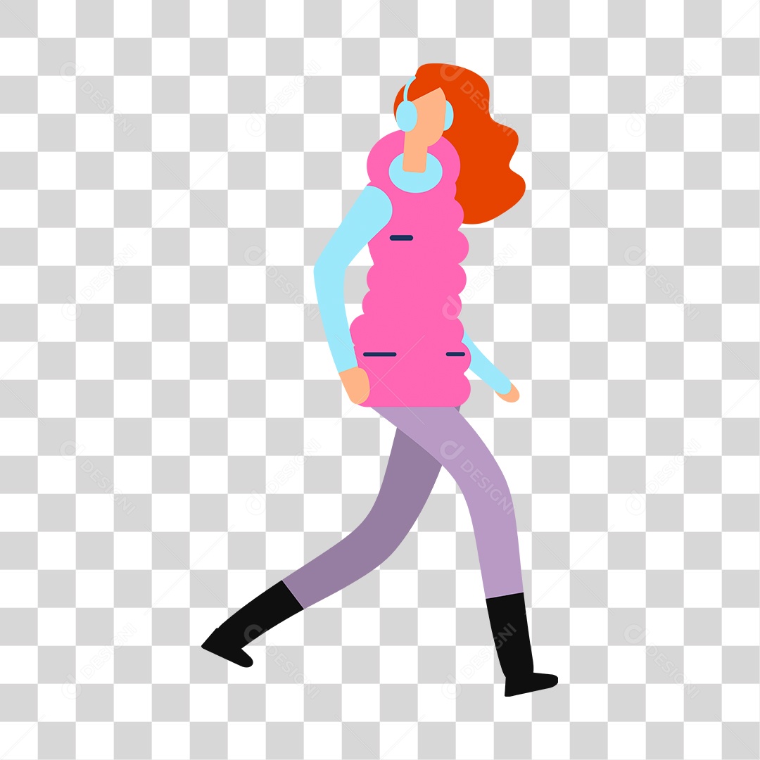 Desenho de Mulher Andando PNG Transparente