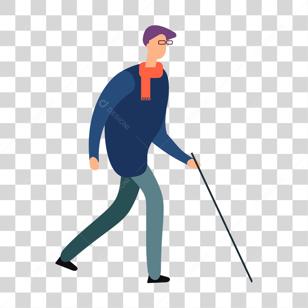 Desenho de Homem com Bengala PNG Transparente