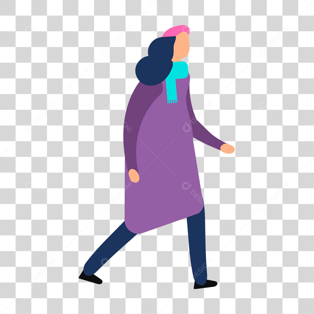 Desenho de Mulher Andando PNG Transparente