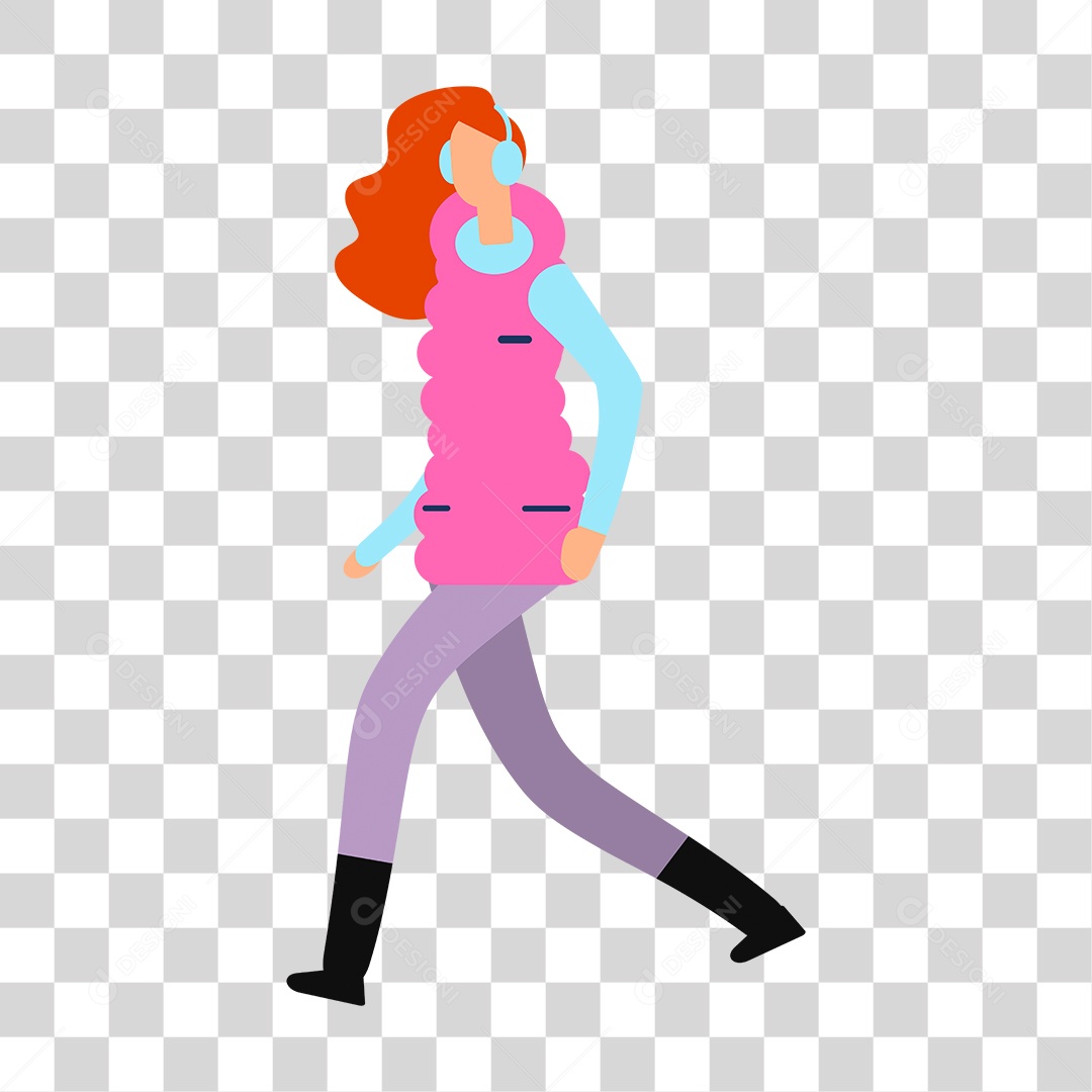Desenho de Mulher Andando PNG Transparente