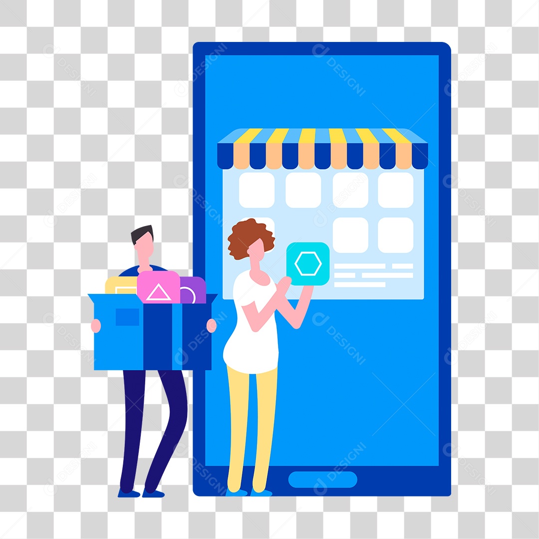 Desenho Ilustrando Compra Pelo Celular PNG Transparente