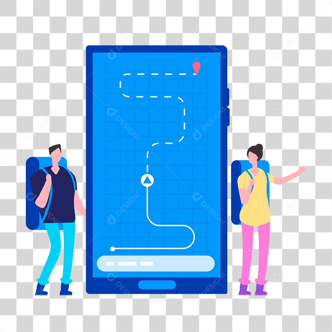 Desenho Duas Pessoas Buscando GPS PNG Transparente