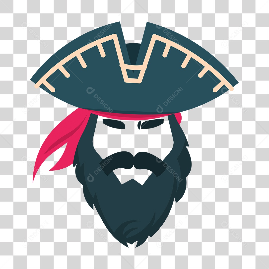 Desenho Chapéu, Barba e Bigode de Pirata PNG Transparente