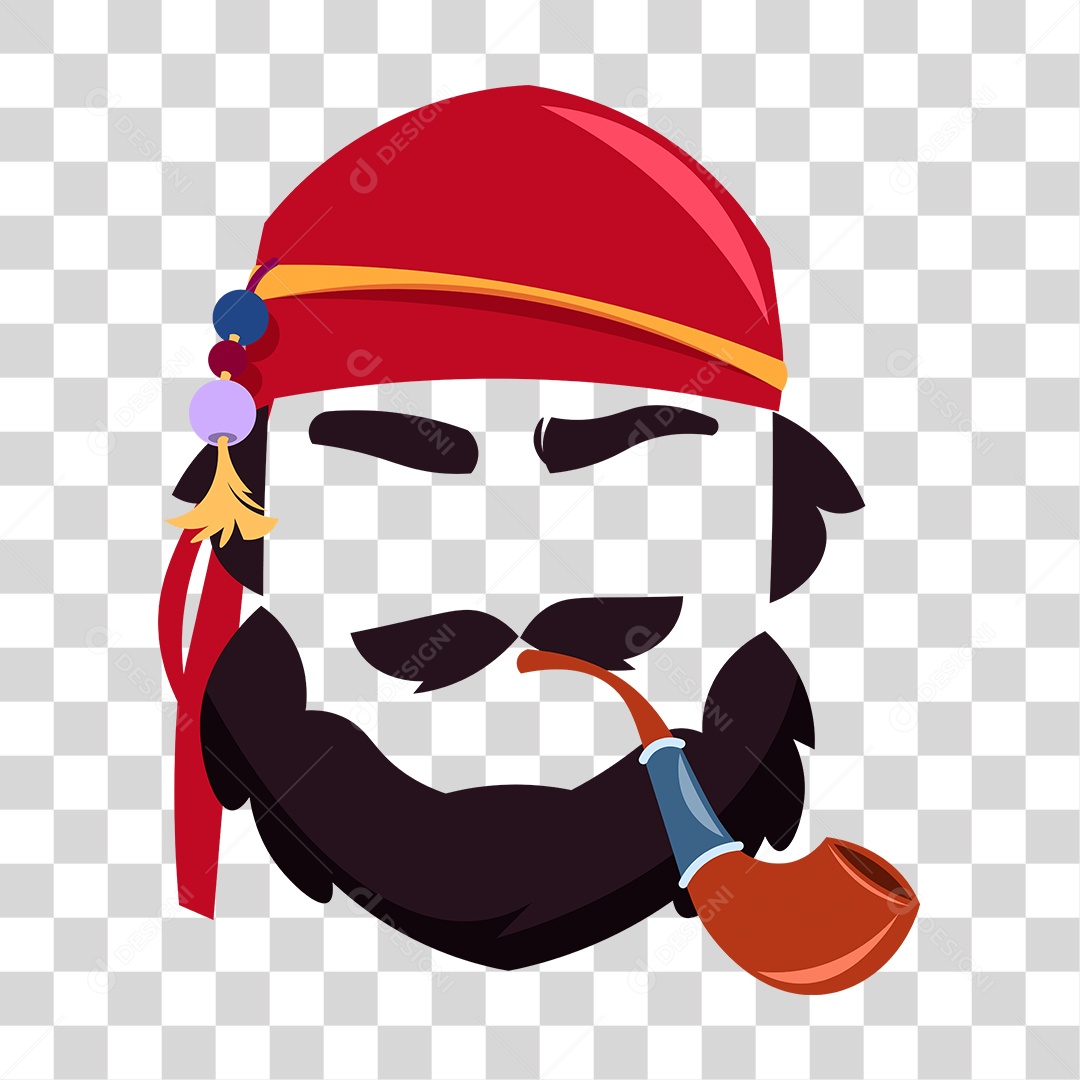 Desenho Chapéu, Barba e Cachimbo de Pirata PNG Transparente