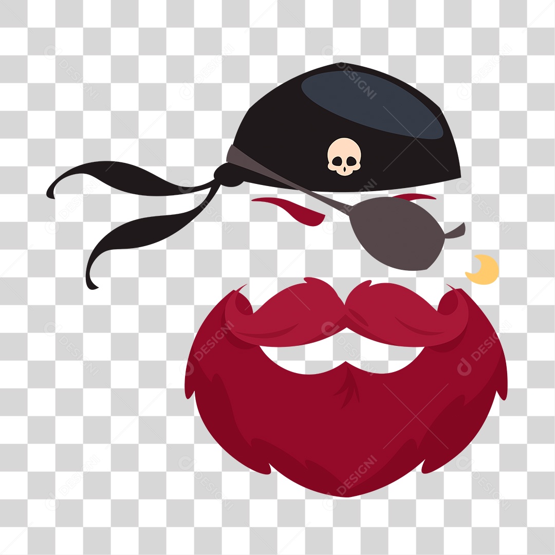 Desenho Chapéu, Barba e Bigode de Pirata PNG Transparente
