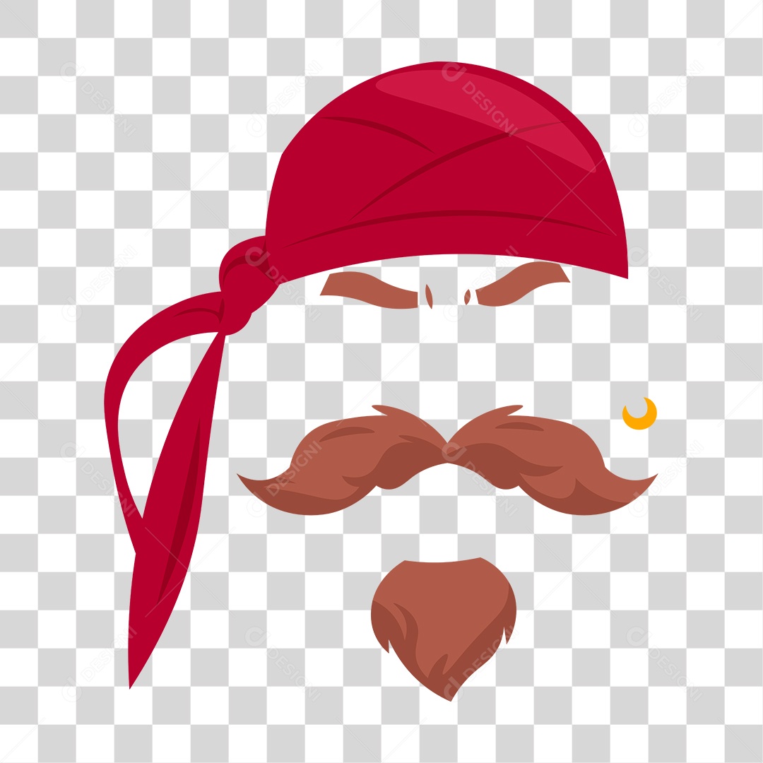 Desenho Chapéu, Barba e Bigode de Pirata PNG Transparente