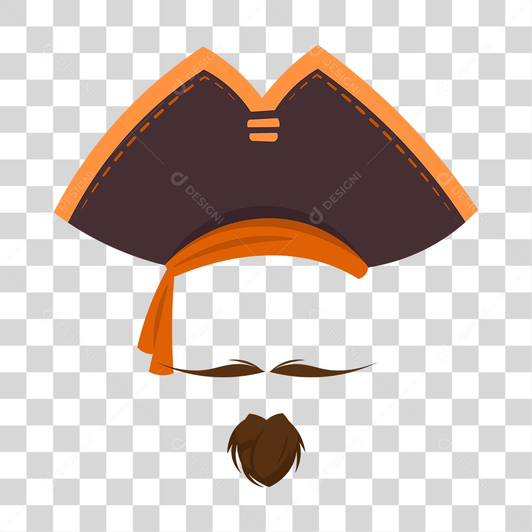 Desenho Chapéu, Barba e Bigode de Pirata PNG Transparente