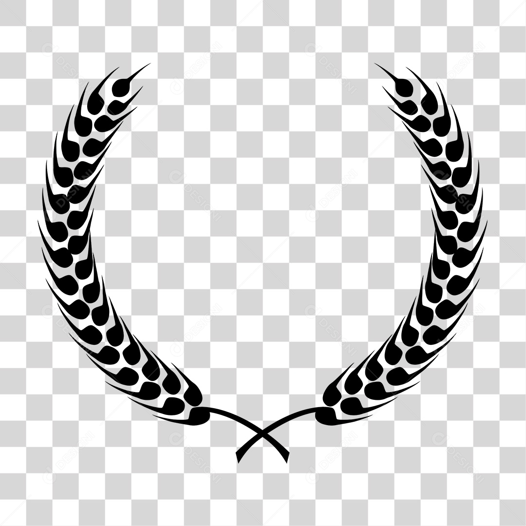 Coroa de Louros Preto e Branco PNG Transparente