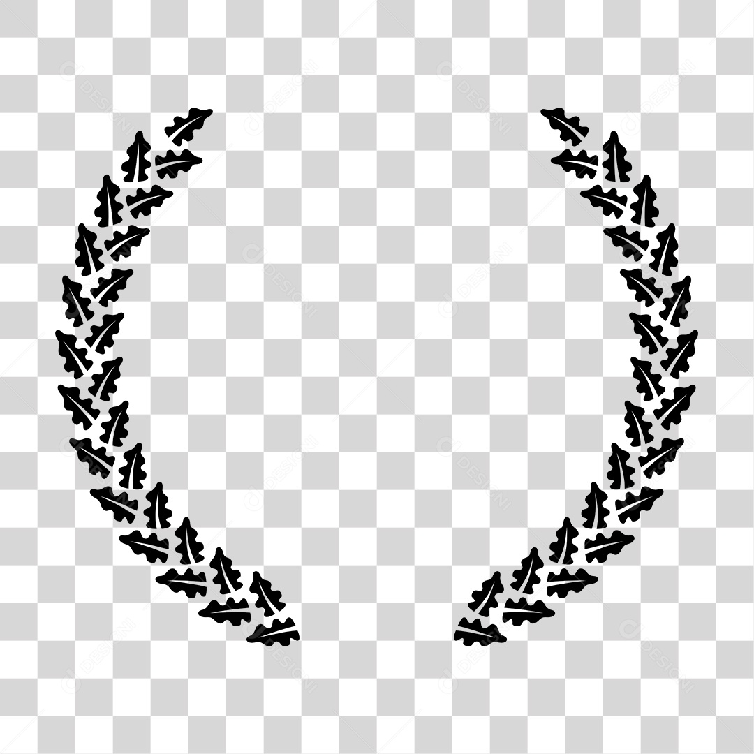 Coroa de Louros Preto e Branco PNG Transparente