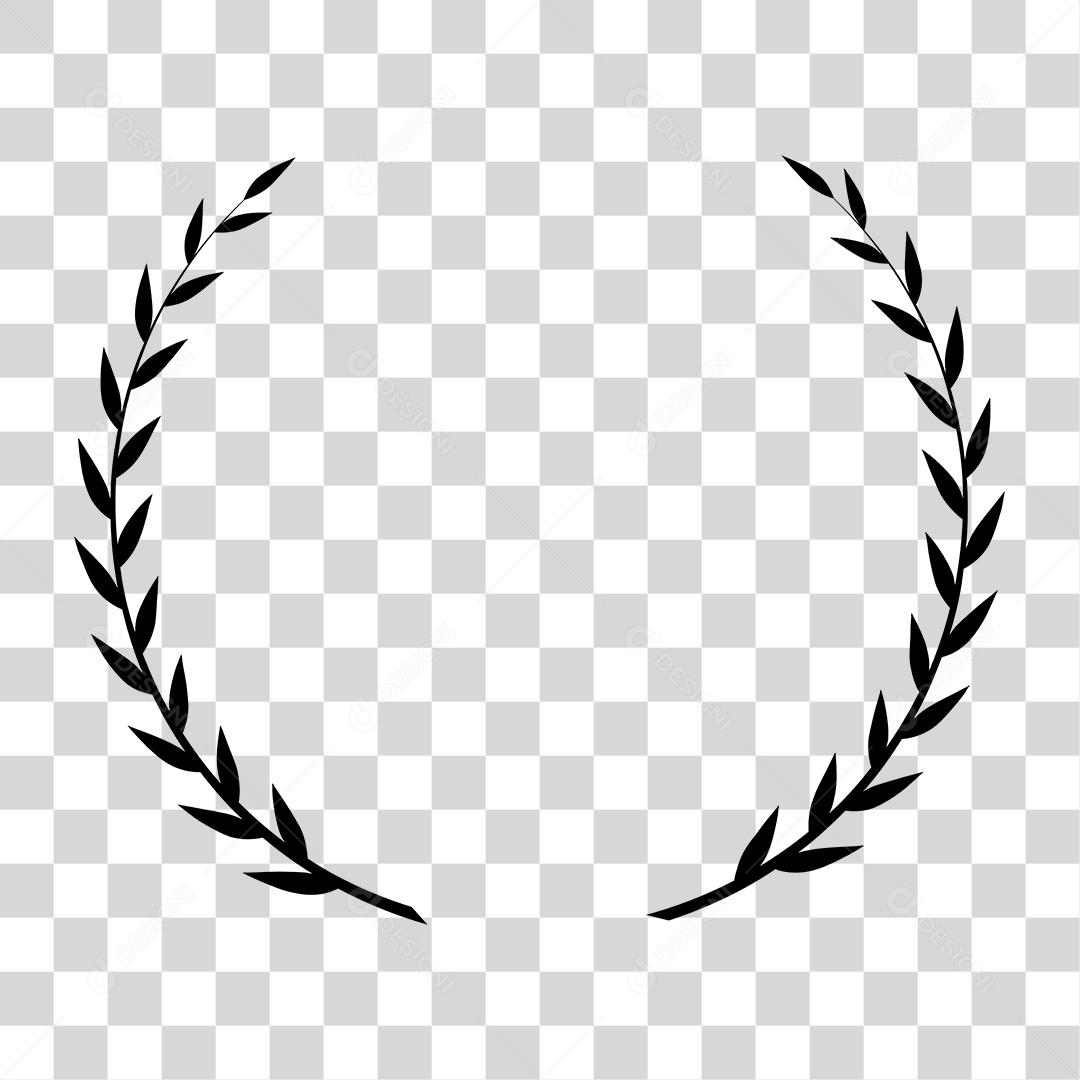 Coroa de Louros Preto e Branco PNG Transparente