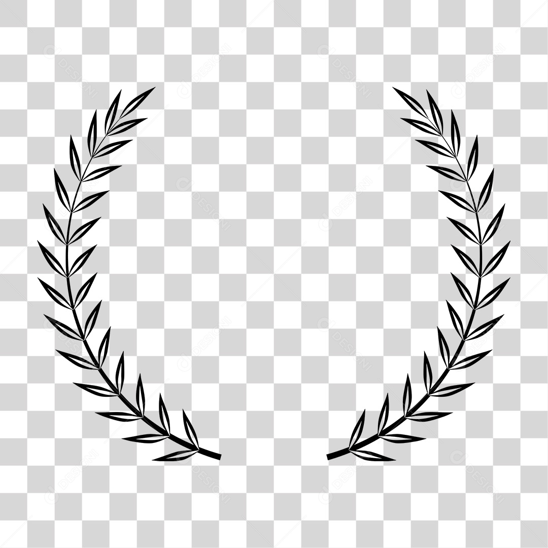 Coroa de Louros Preto e Branco PNG Transparente