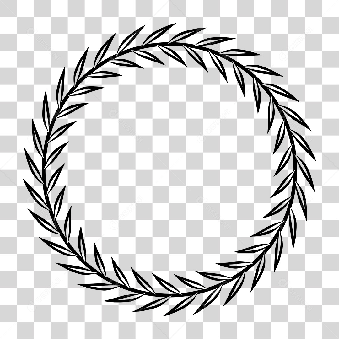 Coroa de Louros Preto e Branco PNG Transparente
