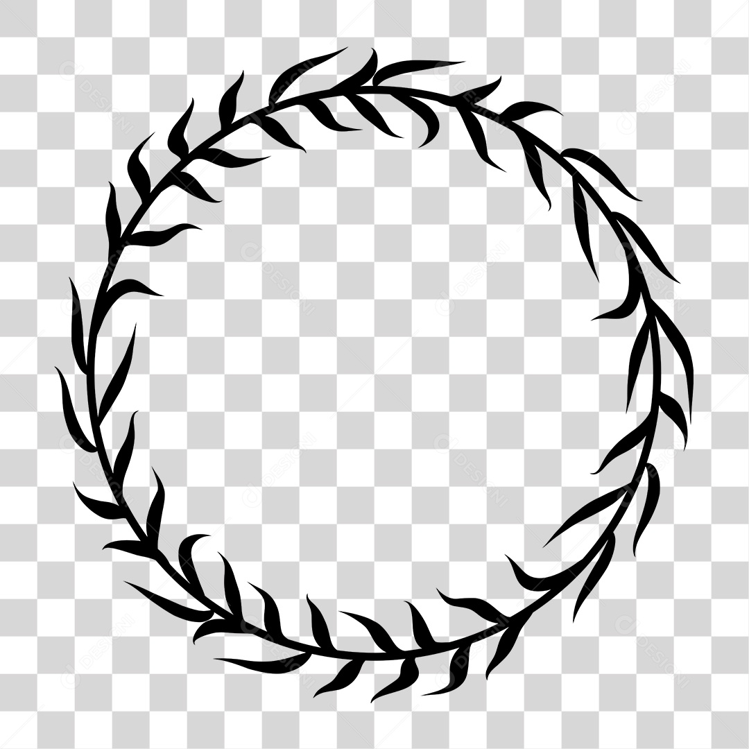 Coroa de Louros Preto e Branco PNG Transparente