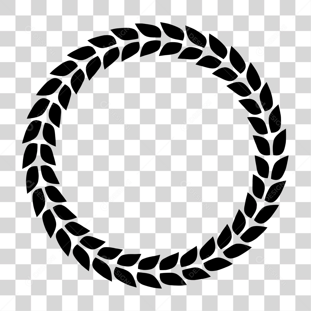 Coroa de Louros Preto e Branco PNG Transparente
