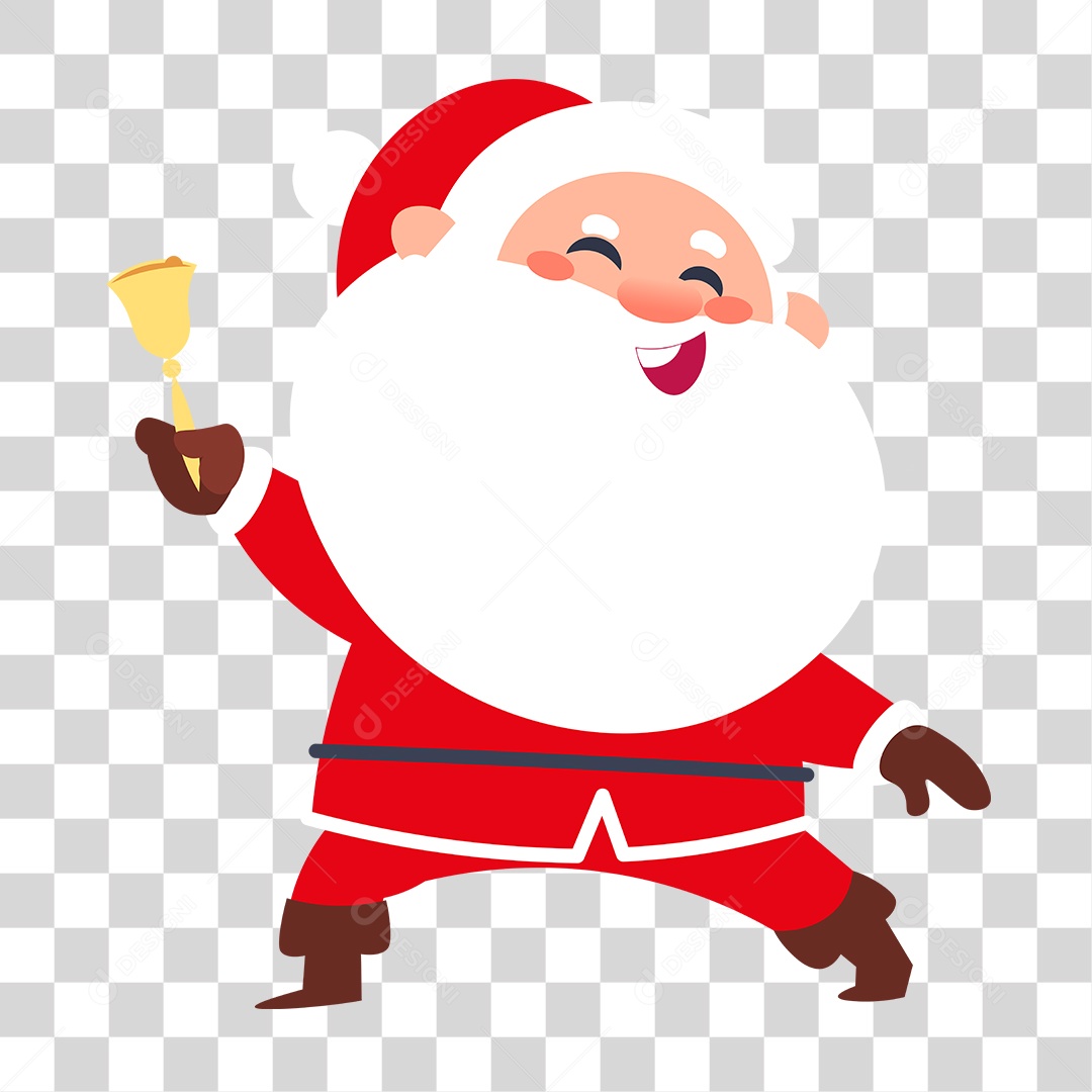 Desenho Papai Noel com Sino PNG Transparente