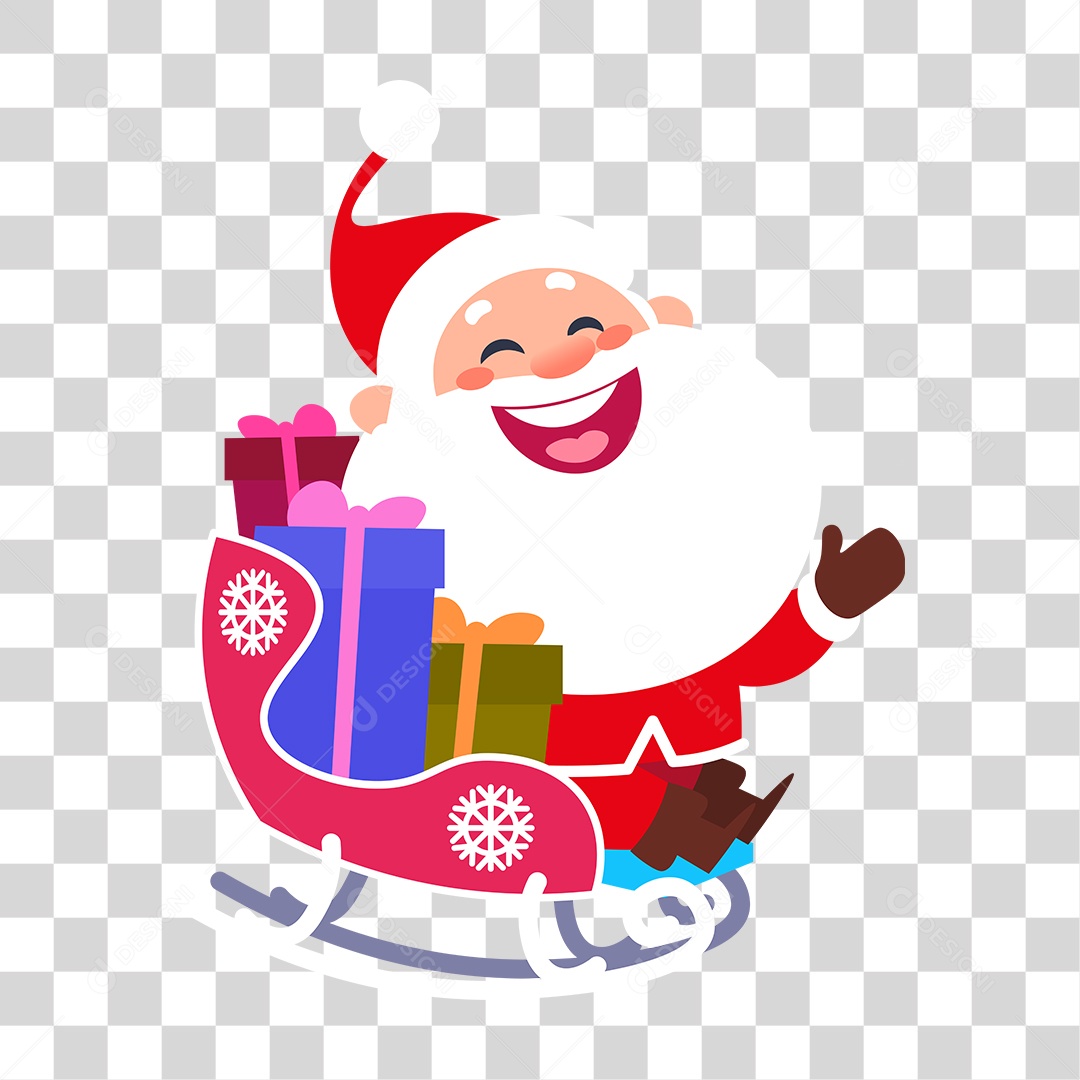 Desenho Papai Noel Feliz Com Presentes PNG Transparente