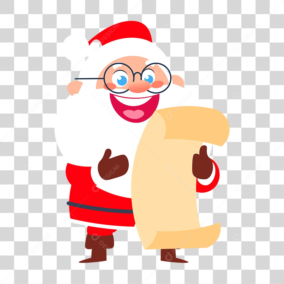 Desenho Papai Noel Lendo PNG Transparente