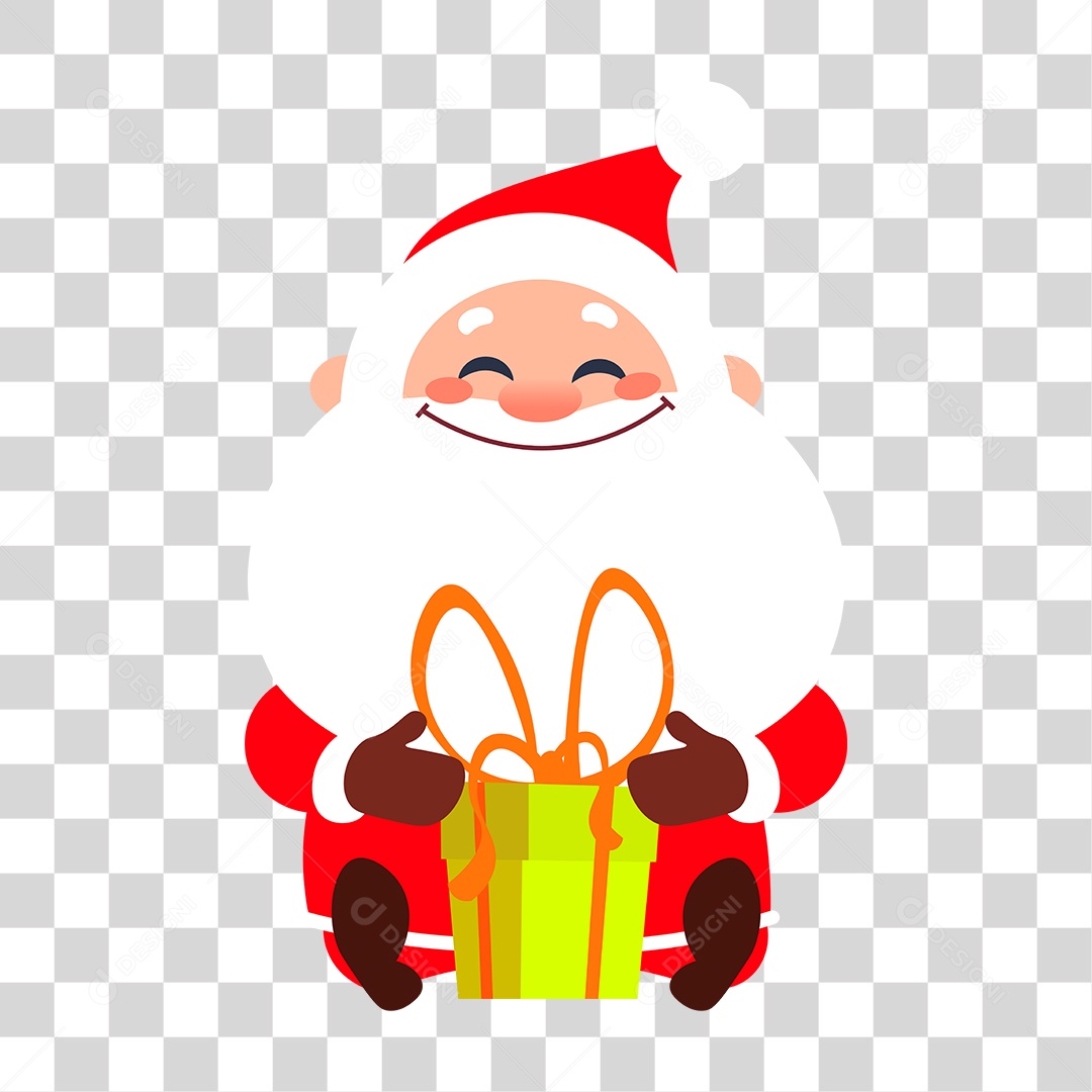 Desenho Papai Noel Feliz Com Presentes PNG Transparente