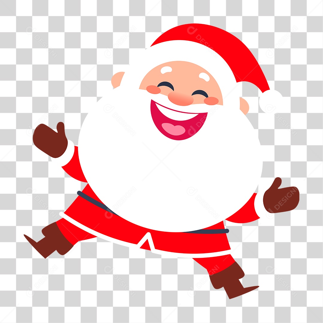 Desenho Papai Noel Feliz Com Presentes PNG Transparente