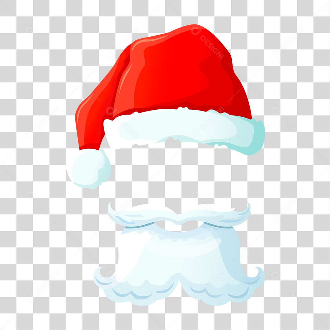 Desenho Barba e Gorro do Papai Noel PNG Transparente