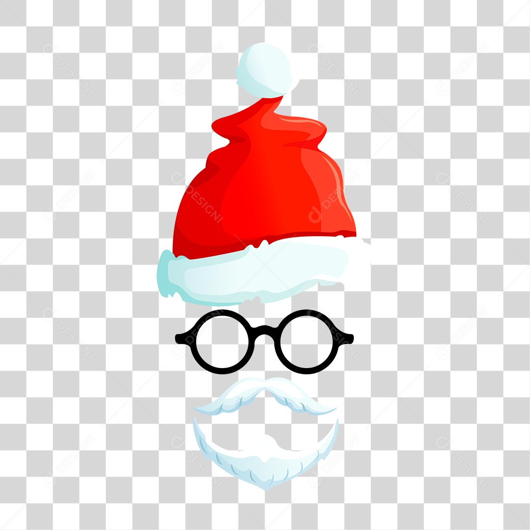 Desenho Barba, Óculos e Gorro do Papai Noel PNG Transparente