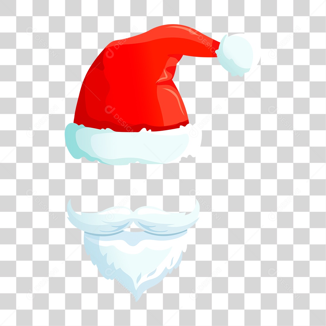 Desenho Barba e Gorro do Papai Noel PNG Transparente