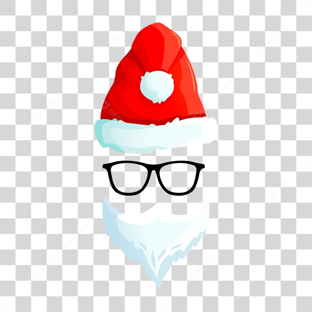 Desenho Barba, Óculos e Gorro do Papai Noel PNG Transparente