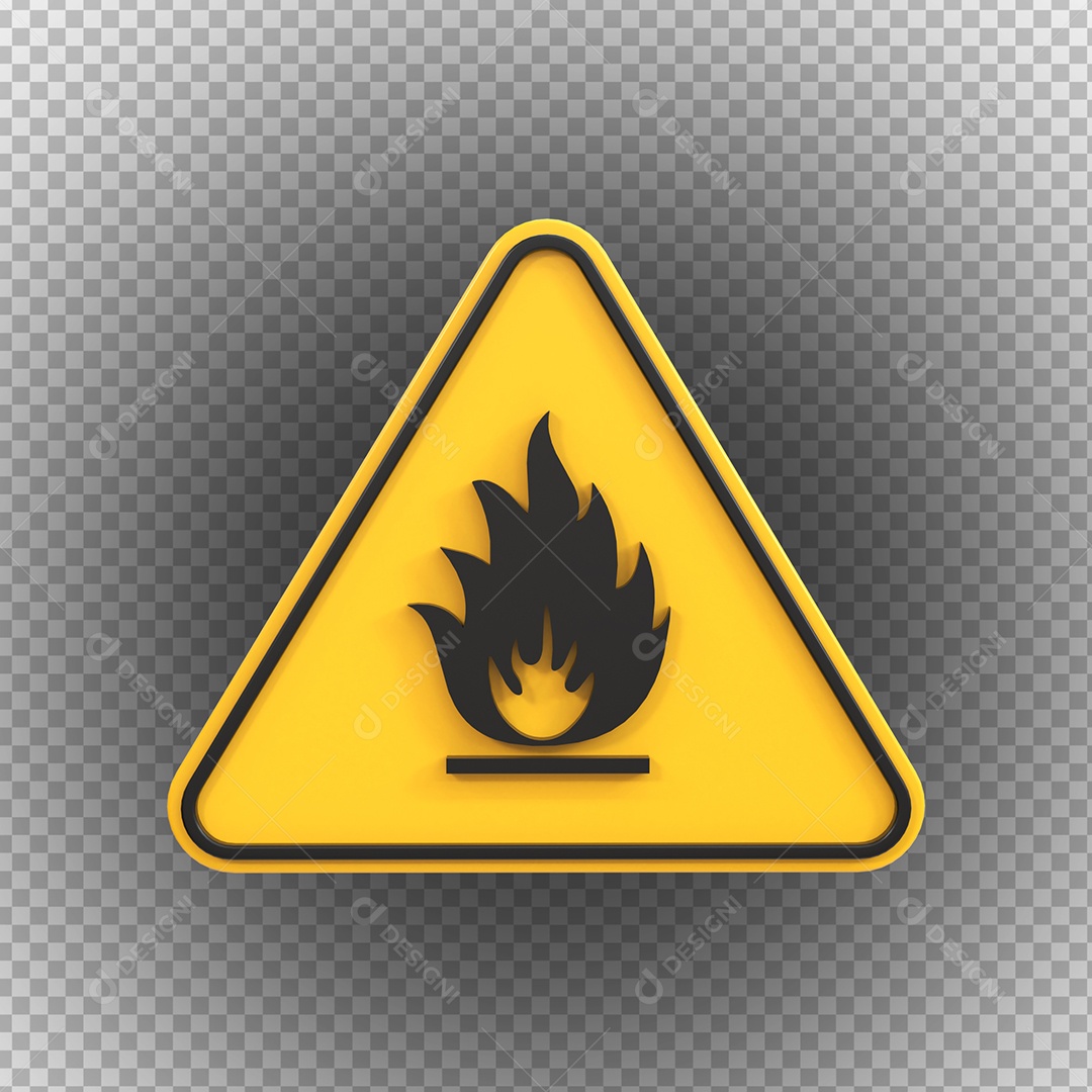 Sinal de materiais inflamáveis ​​de perigo de alta tensão Elemento 3D PSD