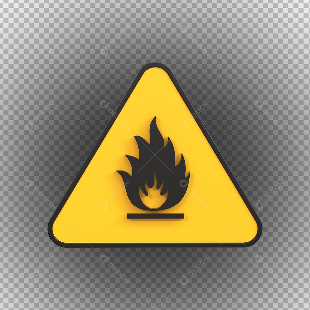 Sinal de materiais inflamáveis ​​de perigo de alta tensão Elemento 3D PSD