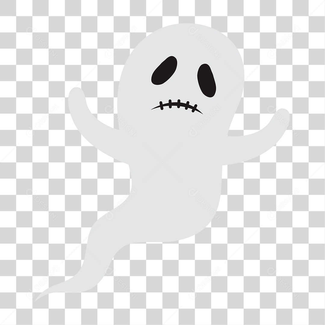 Desenho de Fantasma Branco PNG Transparente