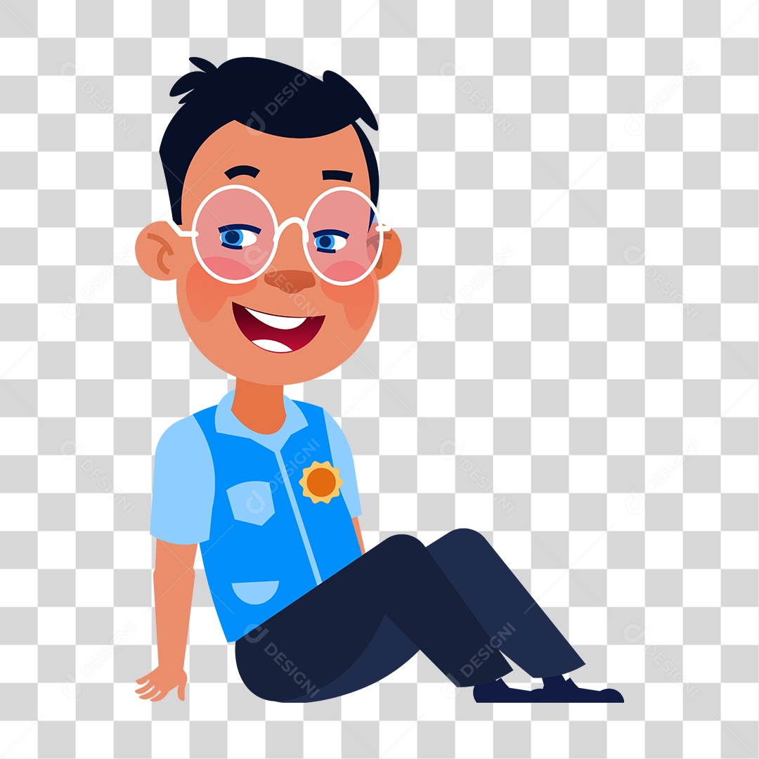 Desenho de Menino em Sentado com Óculos PNG Transparente
