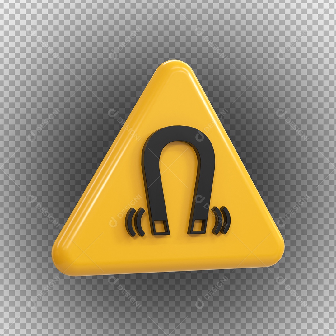 Sinal de campo magnético de perigo de alta tensão Elemento 3D PSD