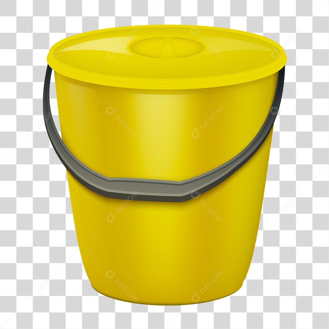 Balde Amarelo com Alça PNG Transparente