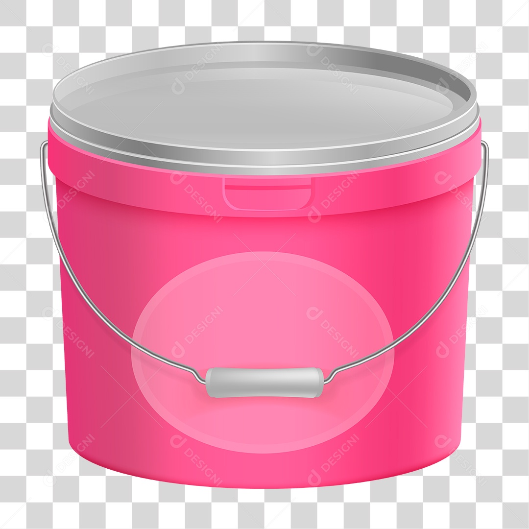 Balde Rosa com Alça e Tampa PNG Transparente