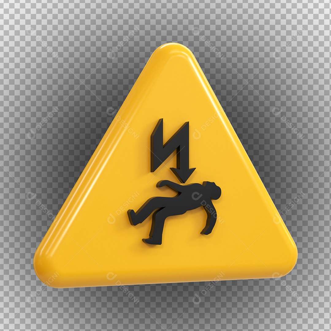 Sinal de risco de eletrocussão de perigo de alta tensão Elemento 3D PSD