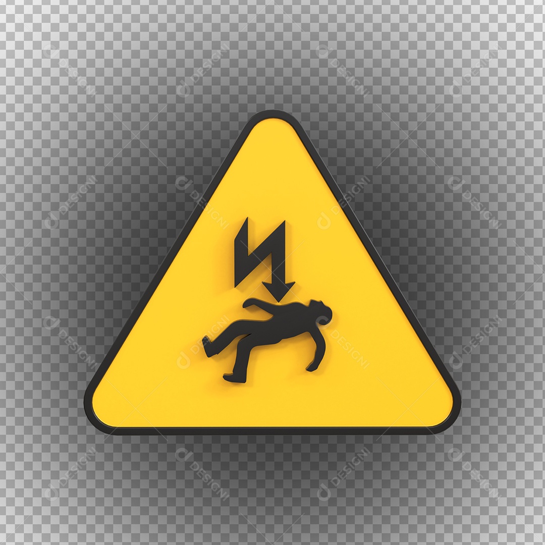Sinal de risco de eletrocussão de perigo de alta tensão Elemento 3D PSD