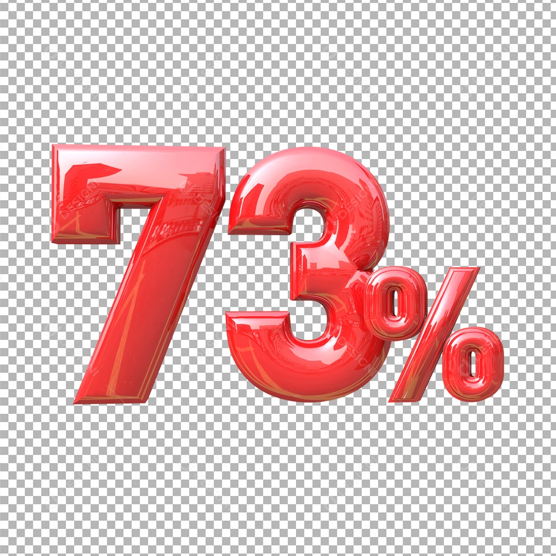 Número 3D 73% Vermelho Elemento Para Composição PSD
