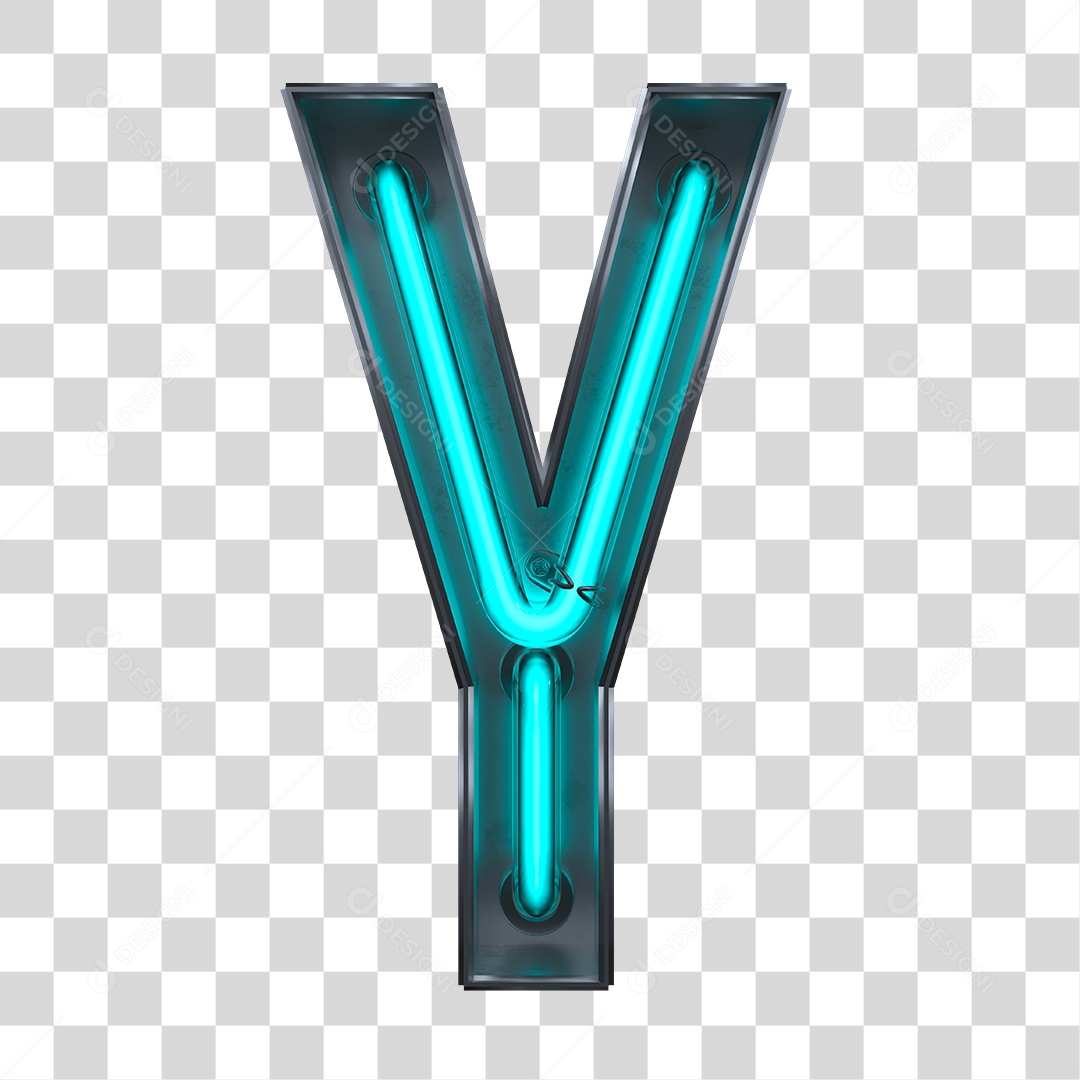 3D Element Letter Y Neon Blue PNG Transparent