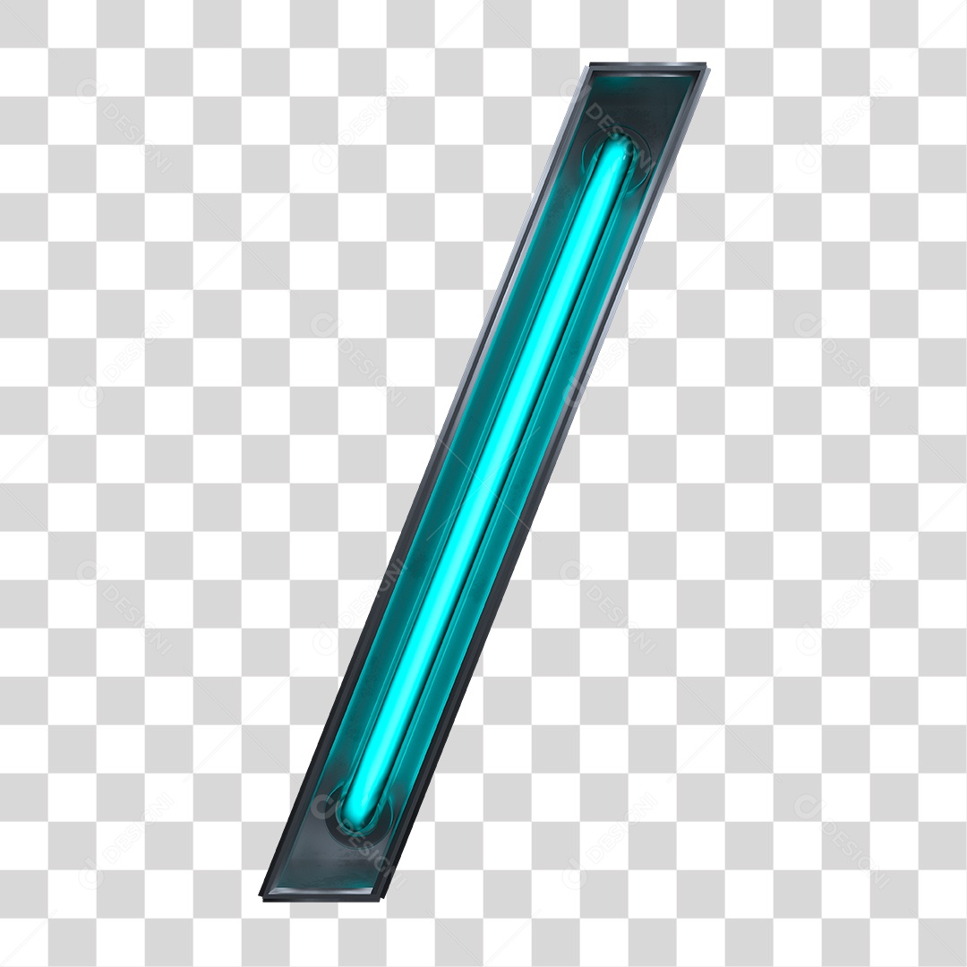 Elemento 3D Ícone Barra / Neon Azul PNG Transparente
