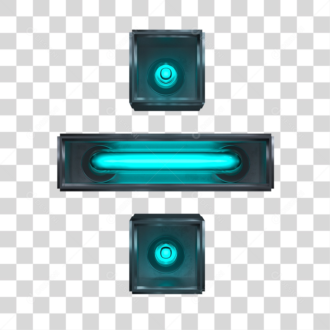 Elemento 3D Ícone Divisão Neon Azul PNG Transparente