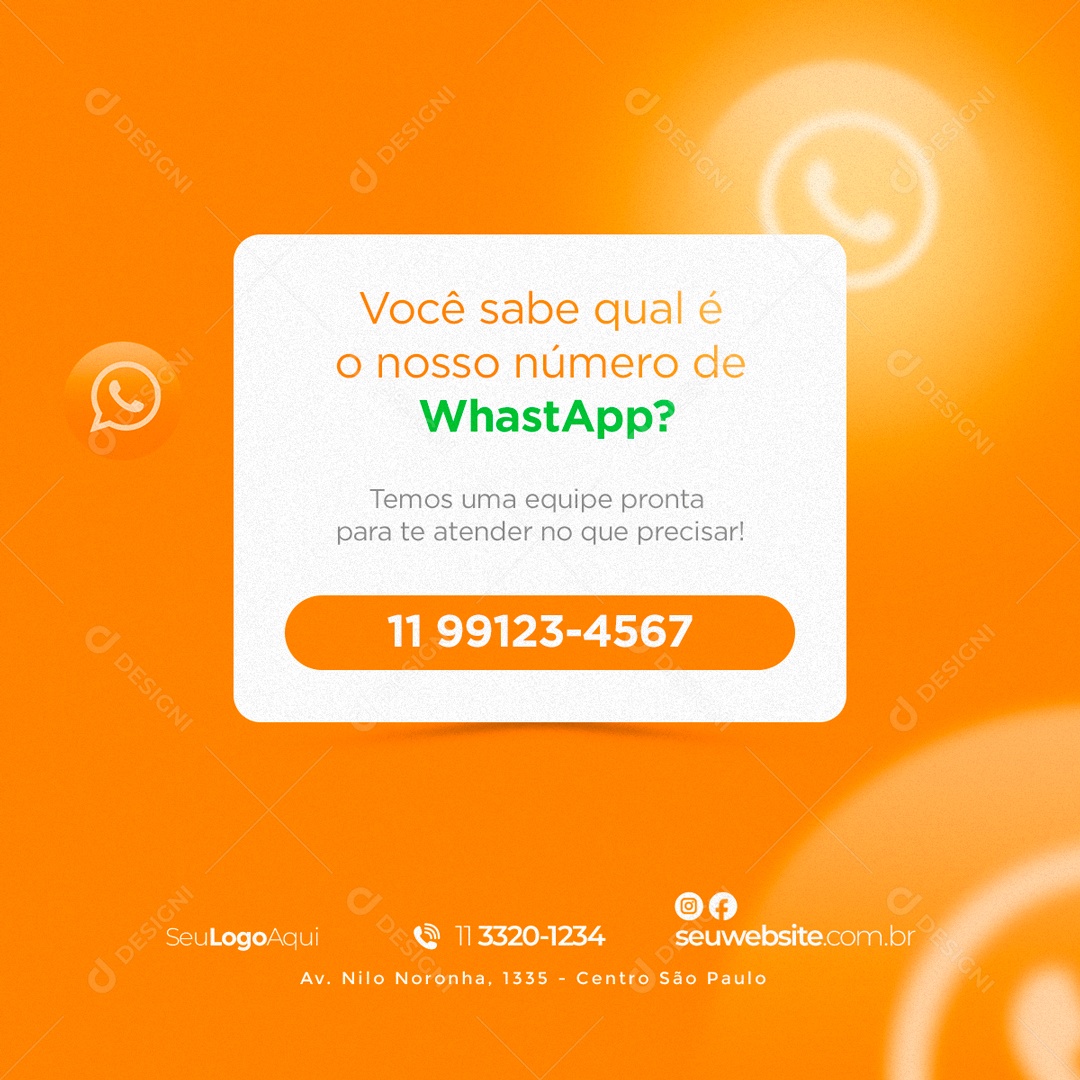Você Sabe Qual é o Nosso Número De WhatsApp Social Media PSD Editável
