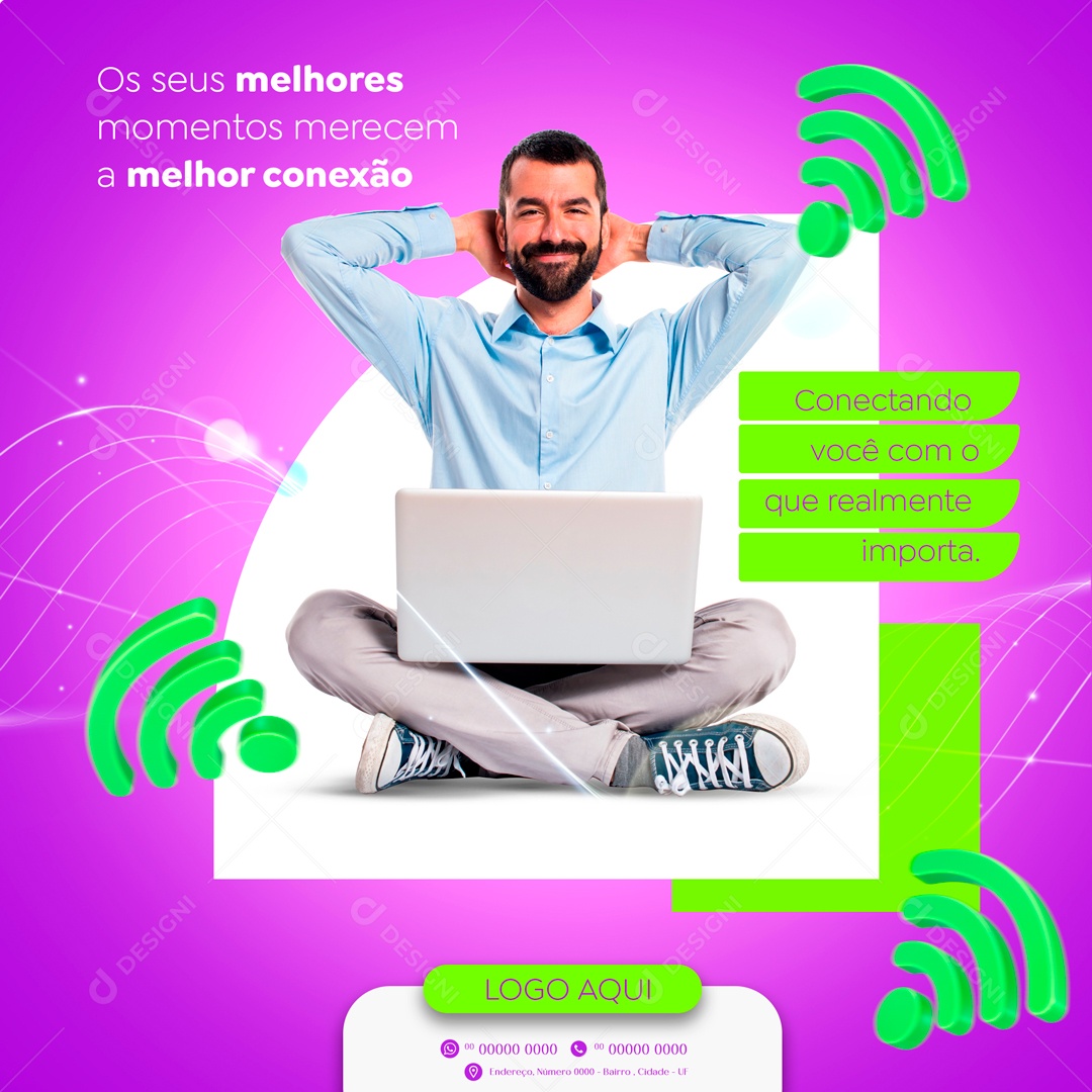 Os Seus Melhores Momentos Merecem A Melhor Conexão Social Media PSD Editável