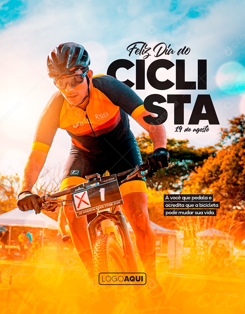 À você que pedala e acredita Dia do Ciclista 19 de agosto Social Media PSD Editável