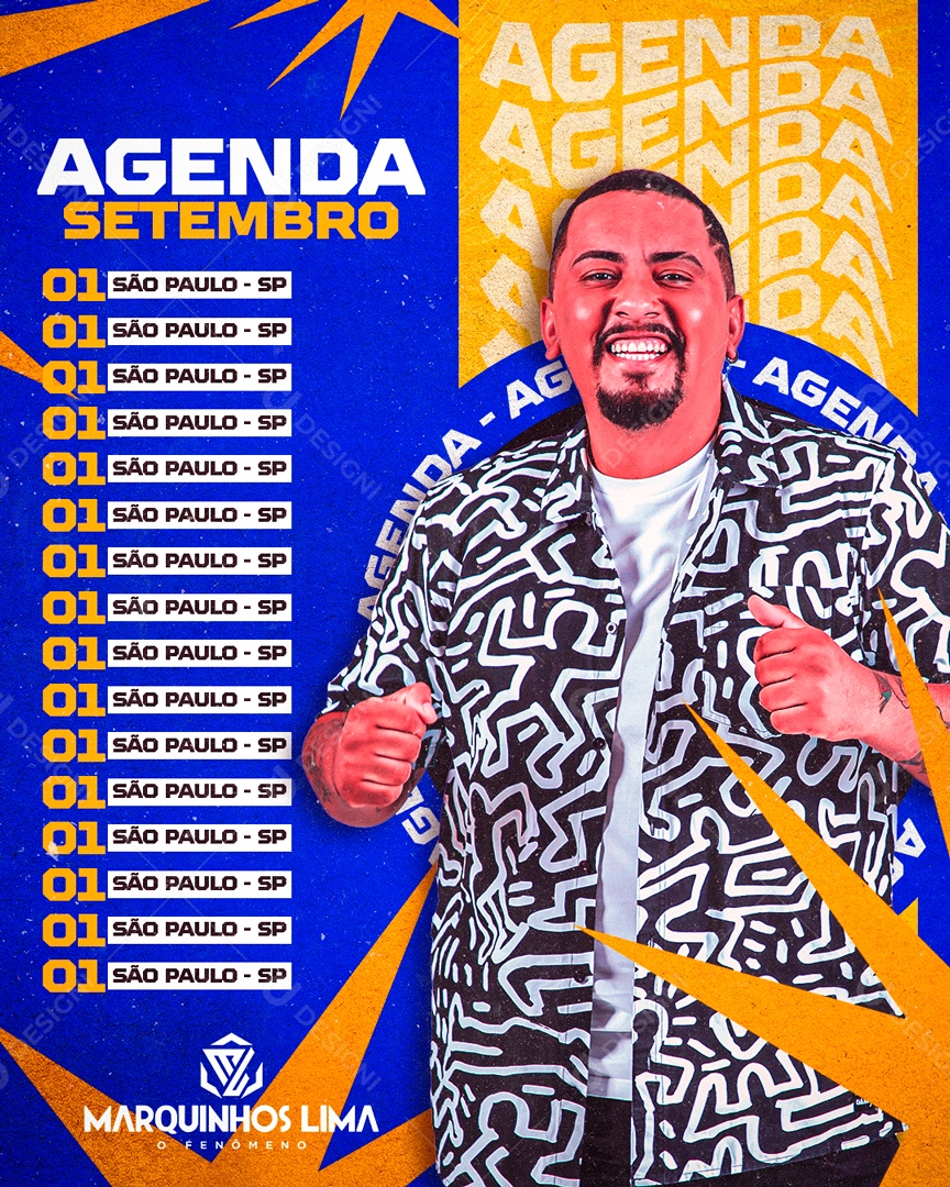 Flyer Agenda Setembro Marquinhos Lima Social Media PSD Editável