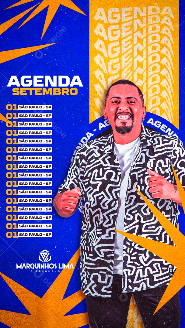 Flyer Agenda Setembro Marquinhos Lima Social Media PSD Editável