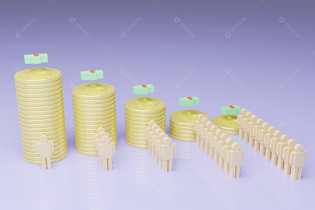 Pessoas dos desenhos animados andando Entre no mercado de criptografia, pilha de bitcoin